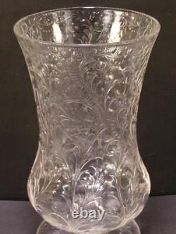 RARE Webb Floral Brilliant Rock Crystal Intaglio Gravic Etch Cut Glass ABP Vase