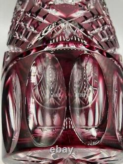 ROYAL HAPSBURG 24% Lead Crystal Cranberry Cut to Clear Vase (200/500) Czechia