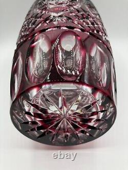 ROYAL HAPSBURG 24% Lead Crystal Cranberry Cut to Clear Vase (200/500) Czechia