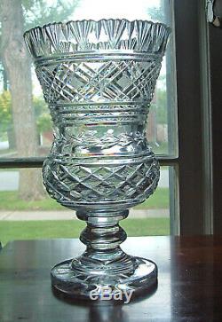 Rare 10 Waterford Cut Crystal Georgian Thistle Footed Vase Master Cutter