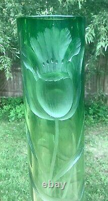 Rare 19 Moser Bohemian Intaglio Cut Glass Vases