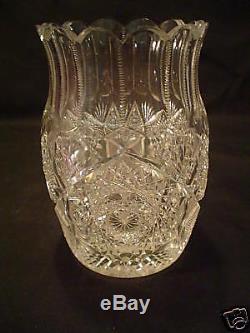 Rare American Brilliant Period Cut Glass Spooner / Celery Vase
