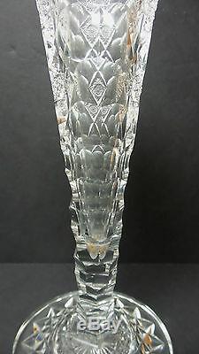 Rare American Brilliant Period Hawkes QUEENS 10.25 Cut Glass Vase