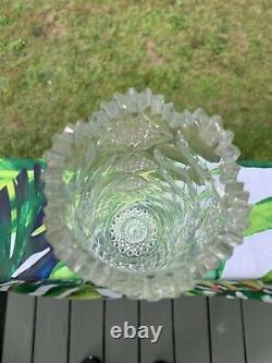 Rare American Brilliant Period Hawkes QUEENS 8 Cut Glass Cylinder Vase Signed