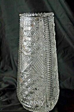 Rare Antique 12 tall American Brilliant Crystal vase