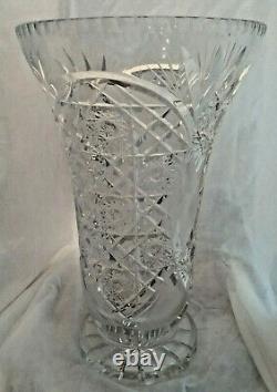 Rare Antique 14 1/2 Tall American Brilliant Crystal Vase-6 to 9 Inches Wide