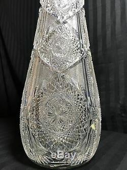 Rare Antique Abp J. Hoare Acme Pattern Superior Heavy Thick 181/2 Cut Glass Vase