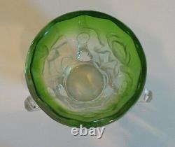 Rare Antique Moser Art Glass Loving Cup, Deep Intaglio Cut Floral Design