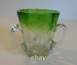Rare Antique Moser Art Glass Loving Cup, Deep Intaglio Cut Floral Design