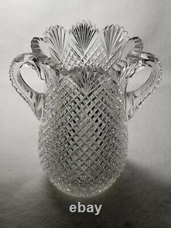 Rare & Beautiful Dorflinger ABP Brilliant Period Cut Glass Handled Vase