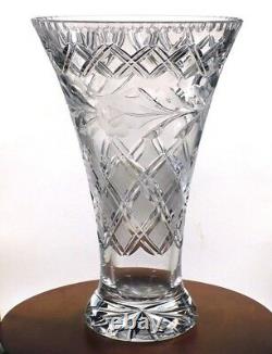 Rare Cut Crystal flared vase 12 inches tall elegant and very heavy