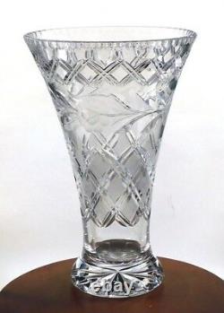 Rare Cut Crystal flared vase 12 inches tall elegant and very heavy