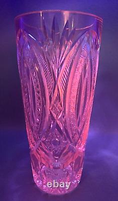 Rare Czech Cut Glass Vase Alexandrite Neodymium Selenium Bohemian Violet Pink