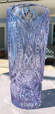 Rare Czech Cut Glass Vase Alexandrite Neodymium Selenium Bohemian Violet Pink