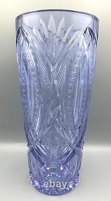 Rare Czech Cut Glass Vase Alexandrite Neodymium Selenium Bohemian Violet Pink