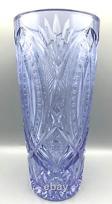 Rare Czech Cut Glass Vase Alexandrite Neodymium Selenium Bohemian Violet Pink