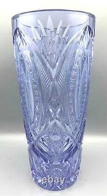 Rare Czech Cut Glass Vase Alexandrite Neodymium Selenium Bohemian Violet Pink