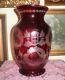 Rare Enormous Antique Egermann Crystal Stag Deer Elk Ruby Red Cut To Clear Vase