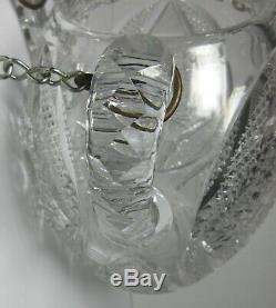 Rare HANGING CUT GLASS VASE American Brilliant ABP Antique