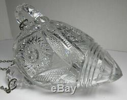 Rare HANGING CUT GLASS VASE American Brilliant ABP Antique