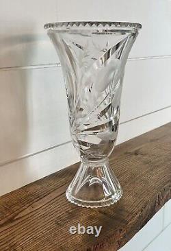 Rare HAWKES Gravic Cut Satin'Iris' Glass Footed Vase-Signed