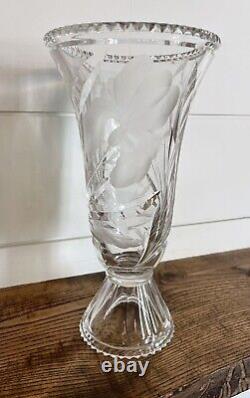 Rare HAWKES Gravic Cut Satin'Iris' Glass Footed Vase-Signed