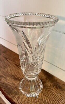 Rare HAWKES Gravic Cut Satin'Iris' Glass Footed Vase-Signed