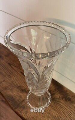 Rare HAWKES Gravic Cut Satin'Iris' Glass Footed Vase-Signed