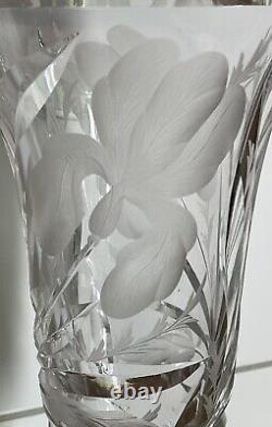 Rare HAWKES Gravic Cut Satin'Iris' Glass Footed Vase-Signed