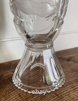 Rare HAWKES Gravic Cut Satin'Iris' Glass Footed Vase-Signed