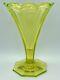 Rare Moser Art Deco Vase Uranium Karlsbad 1920's Facet Cut Glass