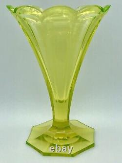 Rare MOSER Art Deco VASE Uranium Glass SIGNED 1920's Josef Hoffmann