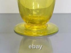 Rare Mt Washington Pairpoint Amber Intaglio Cut Glass Vase, Sterling Rim