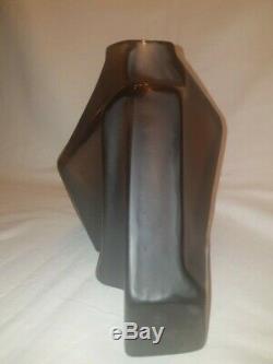 Rare Stylized Czech Cubism Hand Cut Glass Vase by Moser 1920s