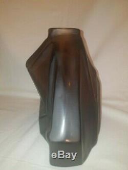 Rare Stylized Czech Cubism Hand Cut Glass Vase by Moser 1920s
