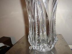 Rare Very Tall 11 3/4 Large Cut Crystal/Glass Vase Vintage/ Antique