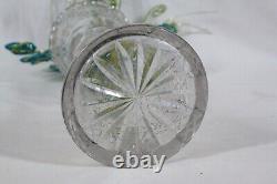 Rare! Vintage American Brilliant Cut 14 Tall Cut Crystal Glass Trumpet Vase