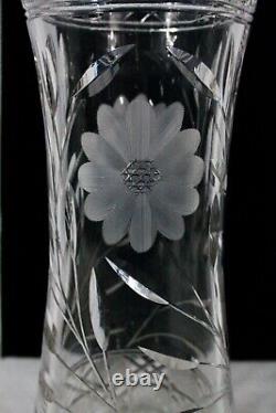 Rare! Vintage American Brilliant Cut 14 Tall Cut Crystal Glass Trumpet Vase