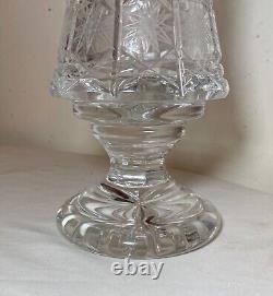 Rare vintage American brilliant lace cut clear crystal ornate flower vase glass