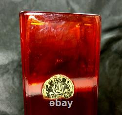 Red and Clean Glass Square Block Cut Vase 7 Chadwick Mid Century MCM