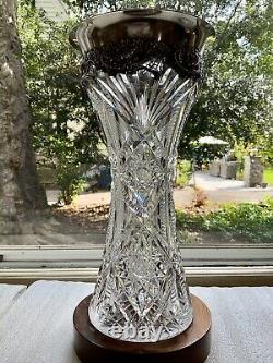 Redlich & Co Sterling Silver American Brilliant 12.5 Cut Glass Vase c. 1898 117X