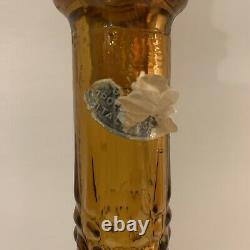 Rossini Empoli Italy Amber Glass Decanter Diamond cut Genie Bottle 21.5 MCM VTG