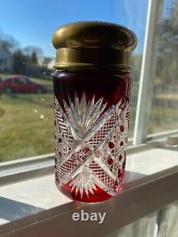 Ruby Overlay Cut To Clear Crystal Sugar Shaker Val St Lambert c1900 Patt. HF 16