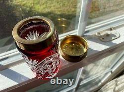 Ruby Overlay Cut To Clear Crystal Sugar Shaker Val St Lambert c1900 Patt. HF 16