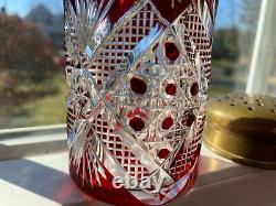 Ruby Overlay Cut To Clear Crystal Sugar Shaker Val St Lambert c1900 Patt. HF 16