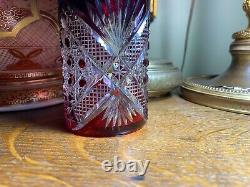 Ruby Overlay Cut To Clear Crystal Sugar Shaker Val St Lambert c1900 Patt. HF 16