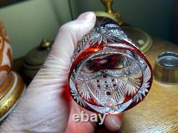 Ruby Overlay Cut To Clear Crystal Sugar Shaker Val St Lambert c1900 Patt. HF 16