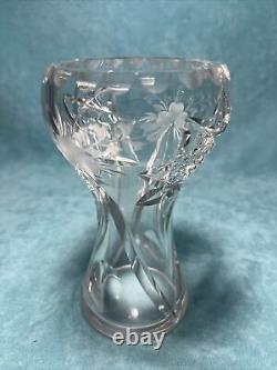 SIGNED Hawkes RARE Pattern ABP Cut Glass Vase Corseted Tulip Form 6 tall