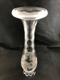 STUNNING Sterling Cut Glass Co. ABP Intaglio Lily Pattern 14 Vase Signed