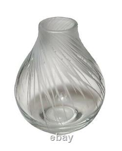 Salviati Venezia Murano Modernist Cut Glass Frosted Crystal Flower Vase